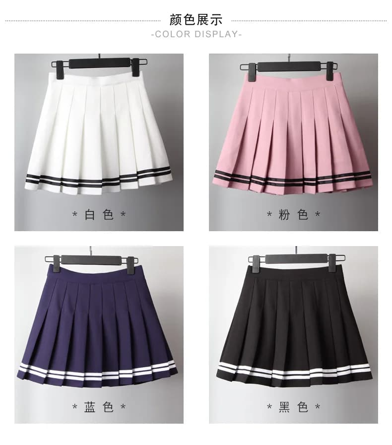 Gonne Kawaii Harajuku Uniforme scolastica preppy Gonna da marinaio a trapezio Lolita a pieghe a vita alta da donna
