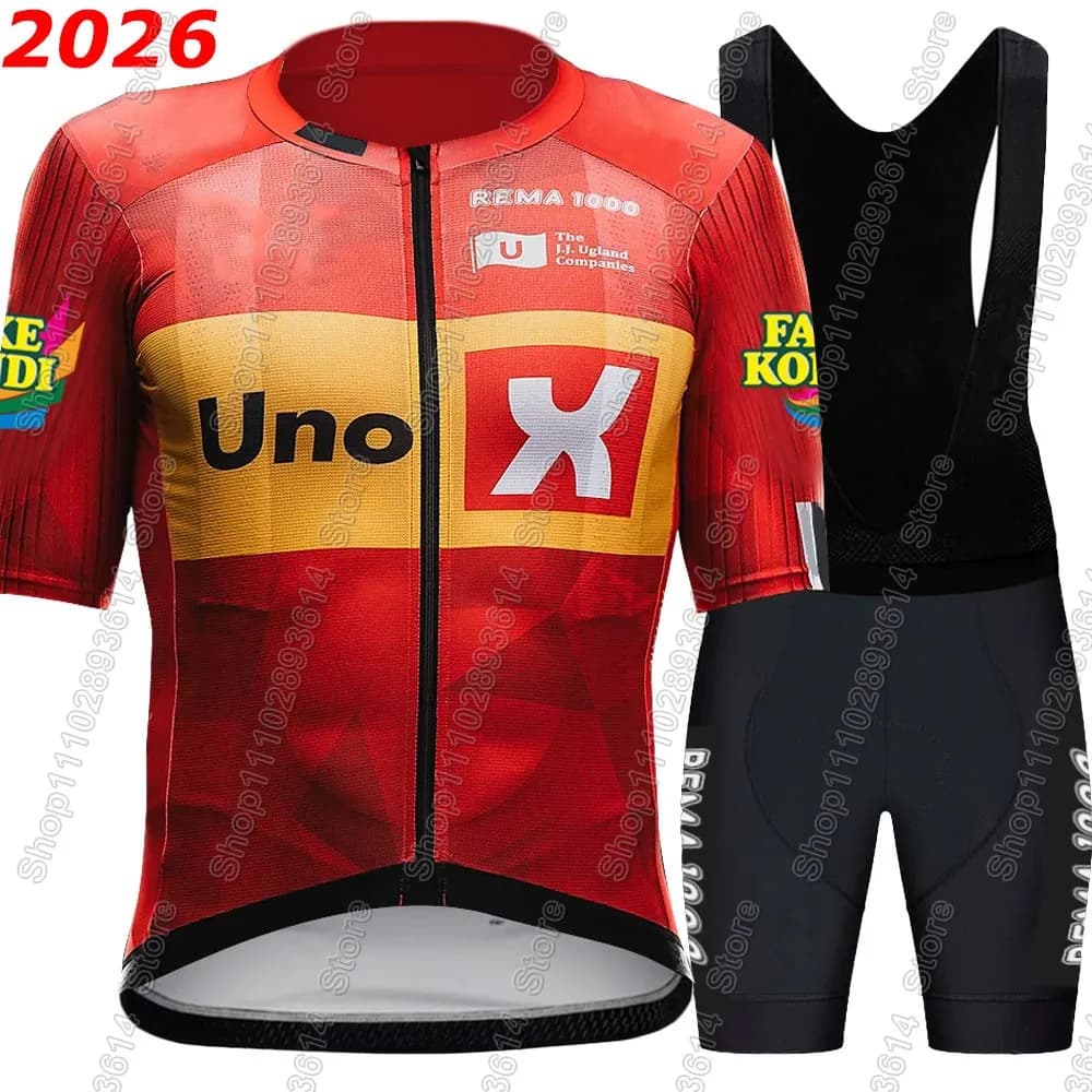 Completo da Ciclismo Estivo UNO X 2026: Maglia e Salopette da Uomo a Maniche Corte per MTB e Bici da Strada - Kit Abbigliamento Ciclismo Norvegia