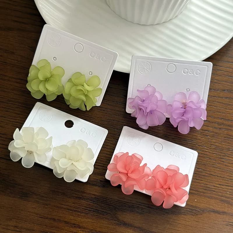 Orecchini in argento 925 con ago coreano moda dolce fiore per gioielli da donna 2024 trend orecchini a bottone bianchi verdi da donna francesi