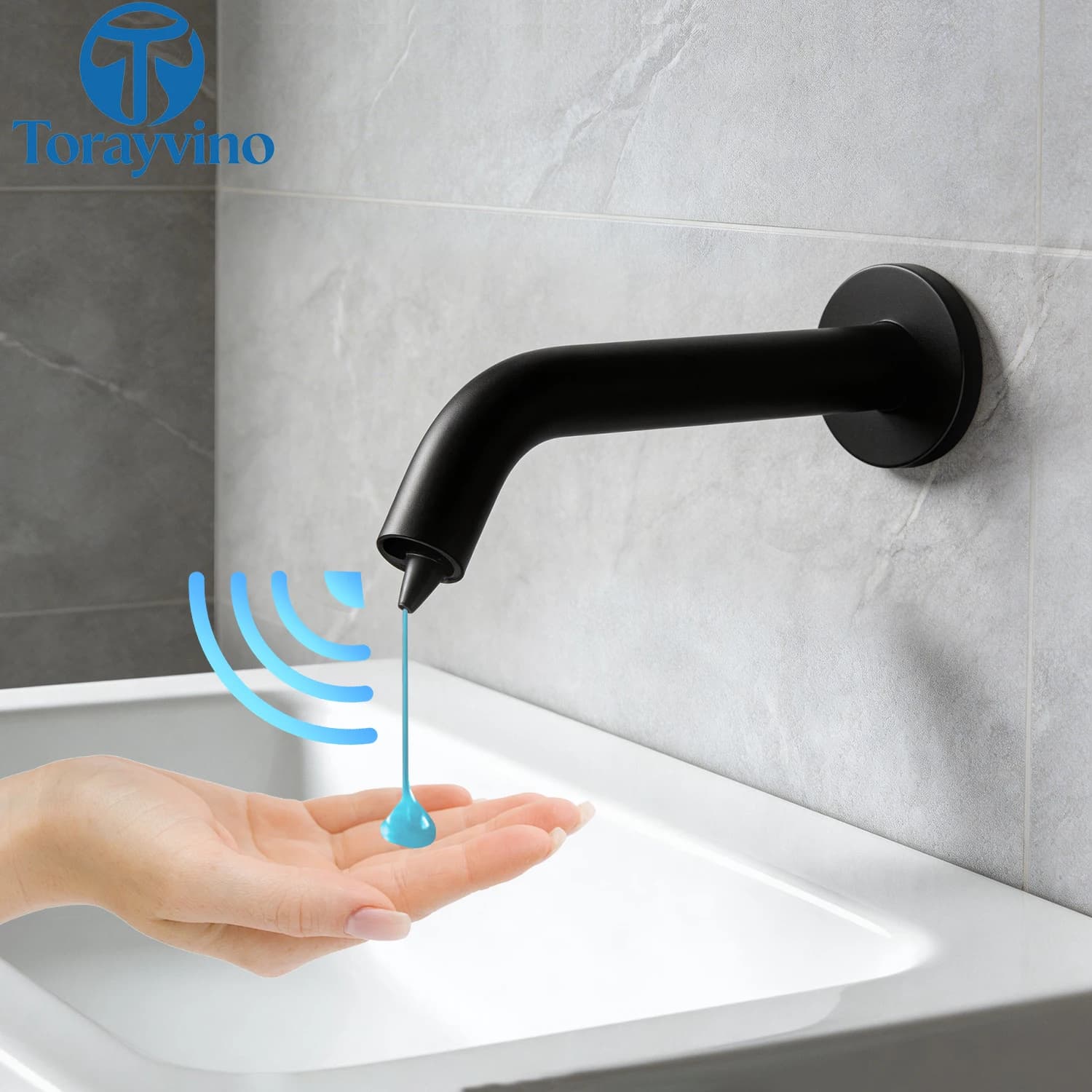 Dispenser di Sapone Automatico a Sensore Torayvino da Parete 500ML per Cucina e Bagno, Accessori Miscelatore per Sapone Liquido e Lozione