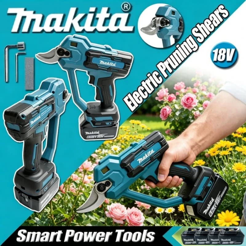 Forbici Elettriche Senza Spazzole Makita 35mm, Cesoie a Batteria per Potatura Rami, Utensile Elettrico ad Alta Potenza, Batteria 18V