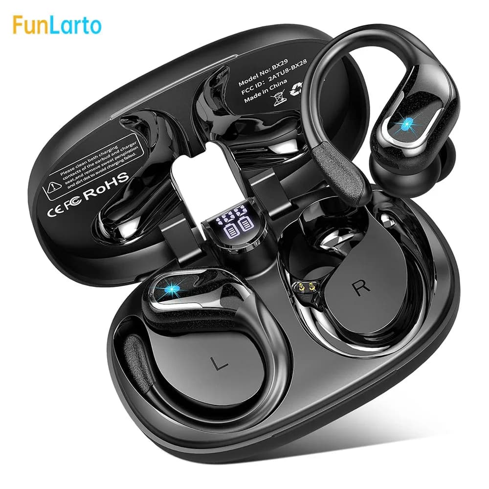 Cuffie wireless per bassi profondi Auricolari Bluetooth 5.3 TWS Auricolari in-ear Display a LED Auricolari impermeabili per lavoro Palestra Sport