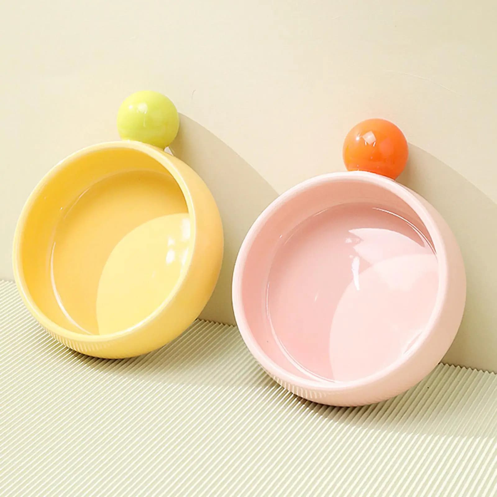 Round Ceramic Cat Bowl Raised Edge Pet Dish for Kittens Dogs Puppy Food Water Bowl Stable Design Easy Clean Multipurpose Pet