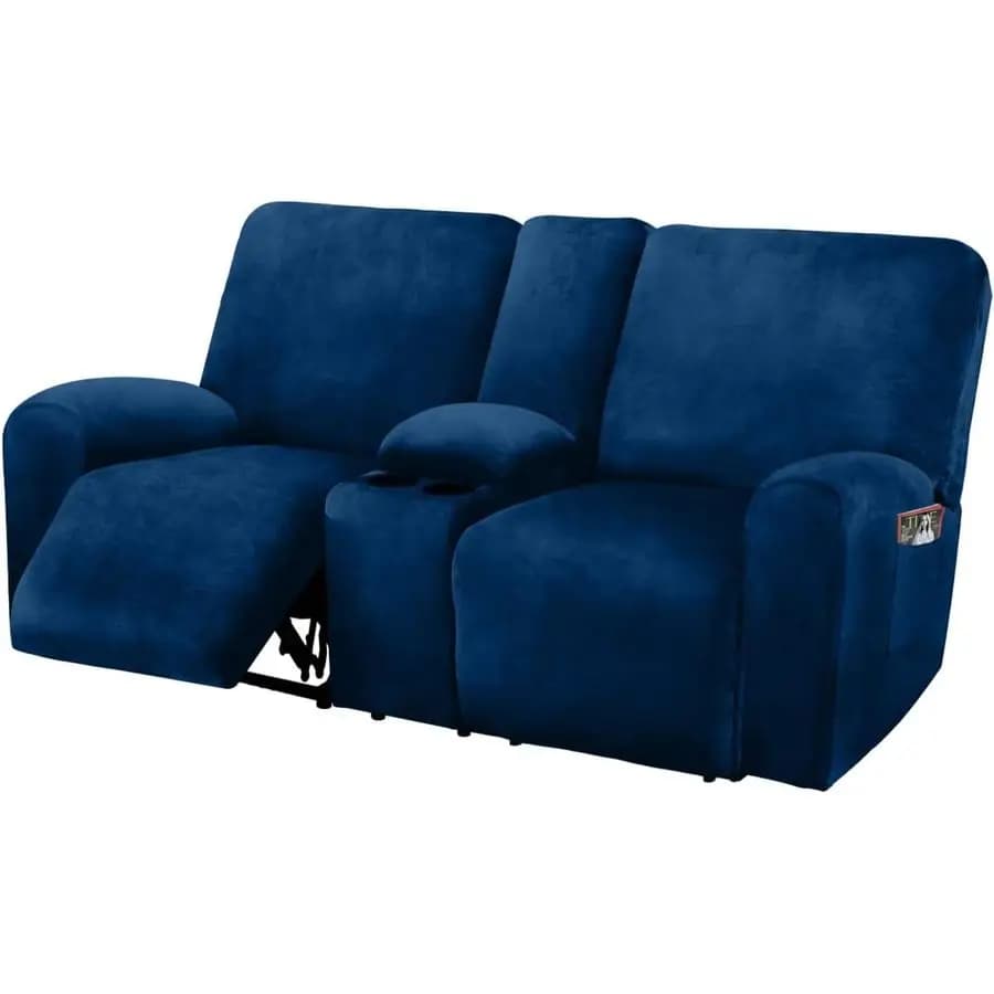 Reclinable Love Seat with Central Console Lining, Reclinable Sofa Cover for 8-piece Velvet Elasticized Sofa, 2-seater Rearable Sofa