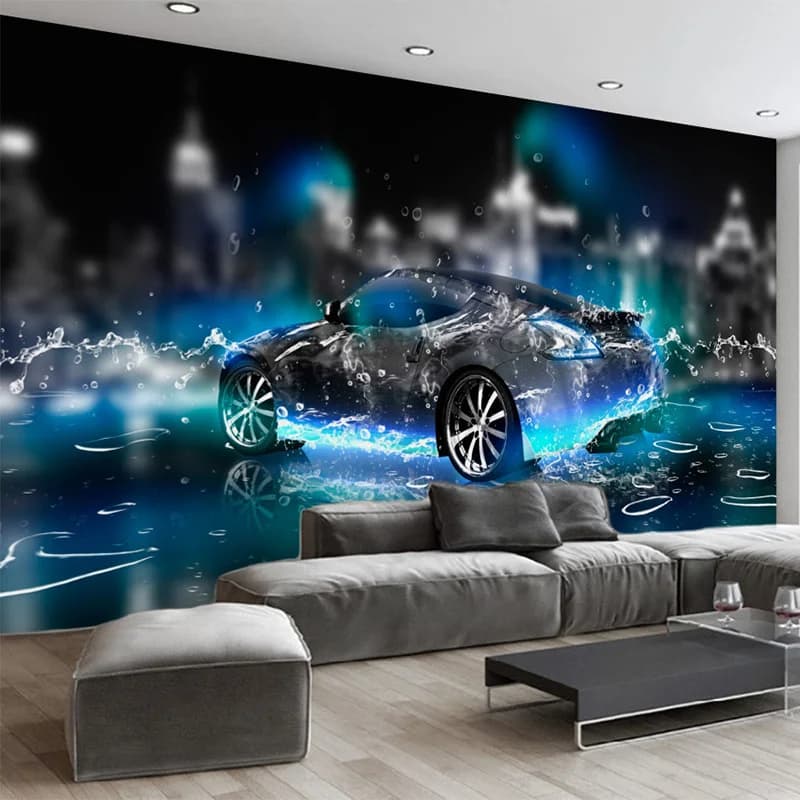 Custom Products 3D wallpaper Modern and eye-catching with sports cars, murals for living room, bedroom for children, 3D wall decorations theme cartoons for children