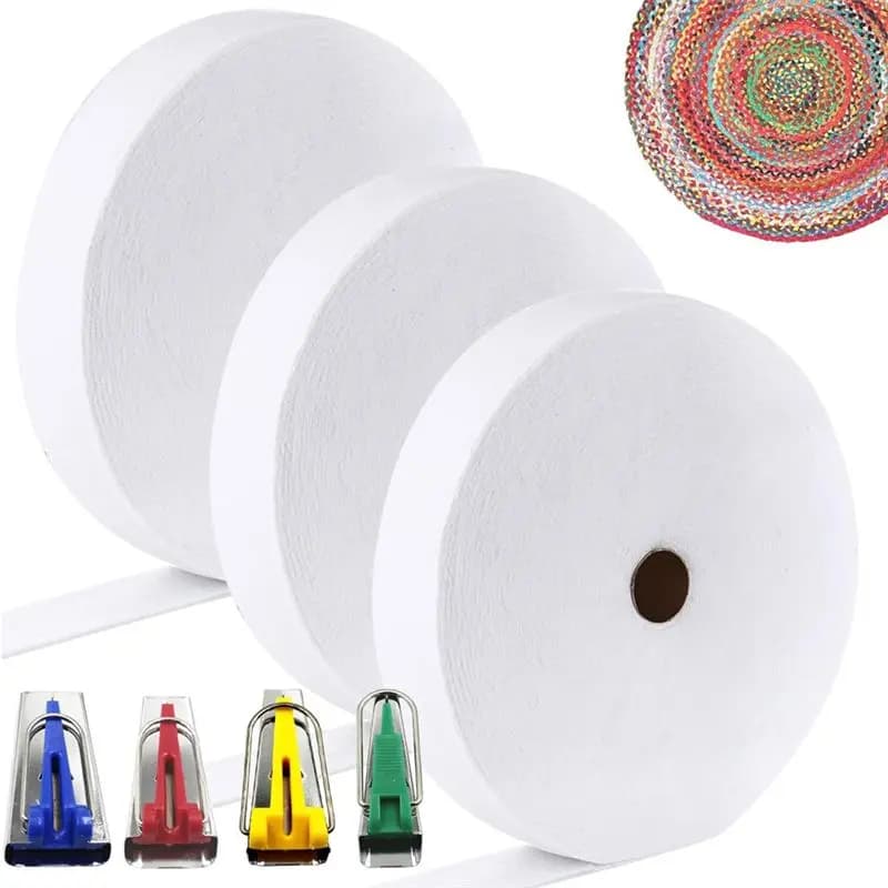 ABMS-Batting Strip 2 1/4 Inchx50 Yard Cotton Blend Fleece Battingroll For Quilts Needle Punched With 4 Fabric Tube Makers