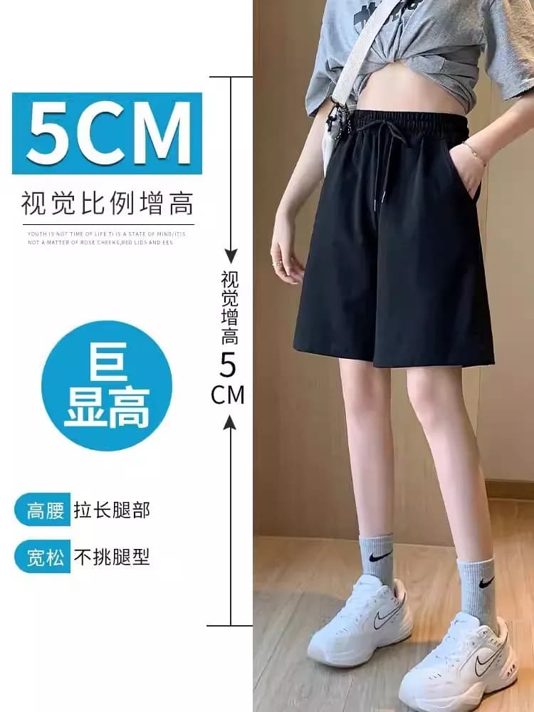Pantaloncini sportivi casual a gamba larga neri sottili da donna sbloccano la moda estiva