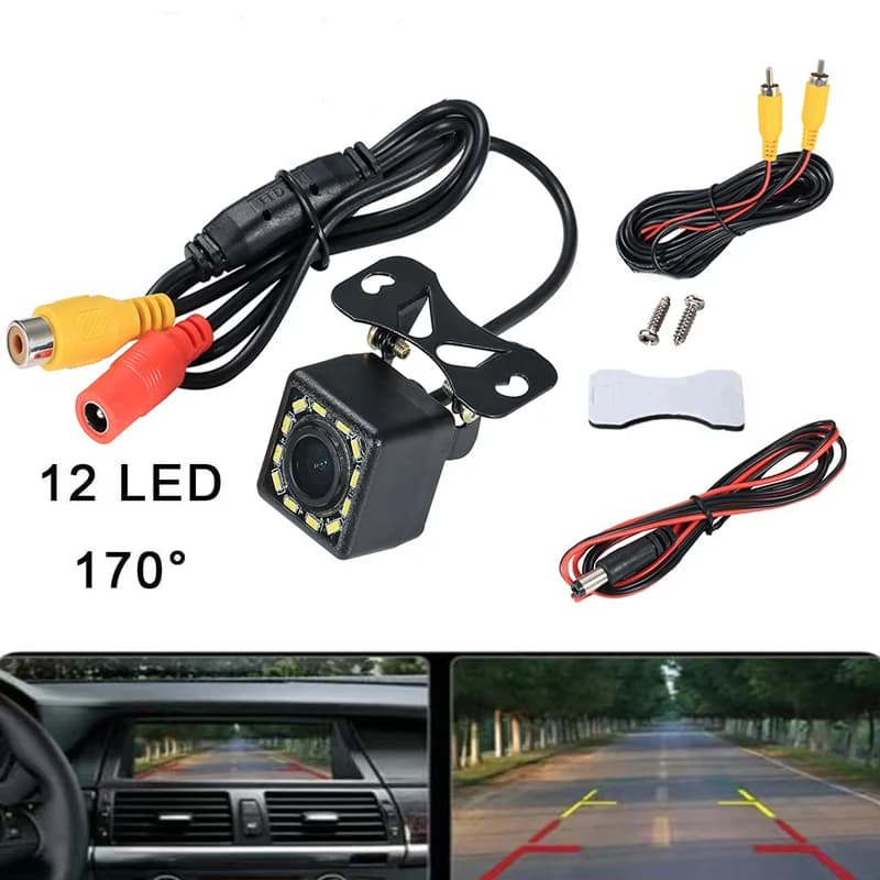 NEW Car Rear View Camera HD Rear View Video Vehicle Camera Backup Reverse Camera 12 LED Night Vision Parking Camera Wide Angle