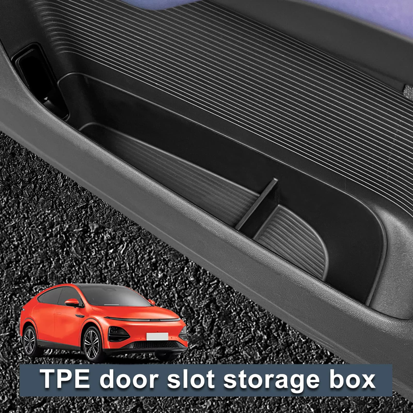 For Xpeng G6 2023 2024 Lateral Door Storage Box Car Accessories TPE Gate Front Slot Anti Dirty Tray Organizer Storage