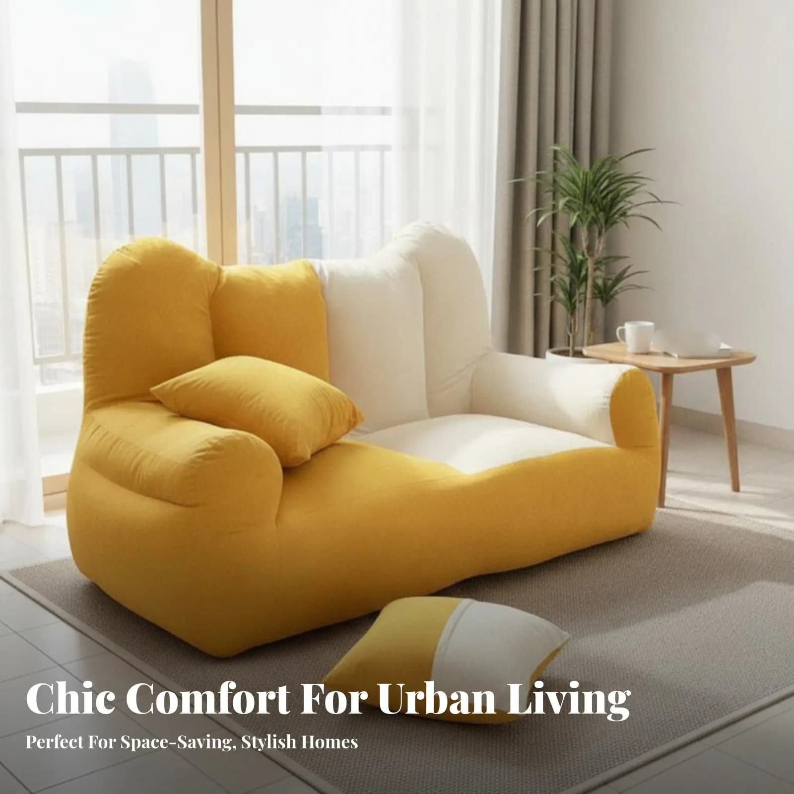 Divano a 2 Posti Senza Telaio, Comodo Sedile per Interni, Ergonomico con Cuscini Confortevoli, Ideale per Coppie e Giovani Adulti