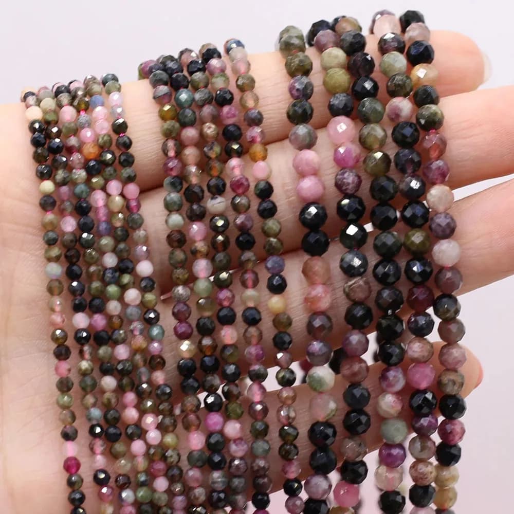 2/3/4mm Colorful Jasper Faceted Beads Small Natural Stone Loose Spacer Beads for Jewelry Making DIY Necklace Bracelet Accessory