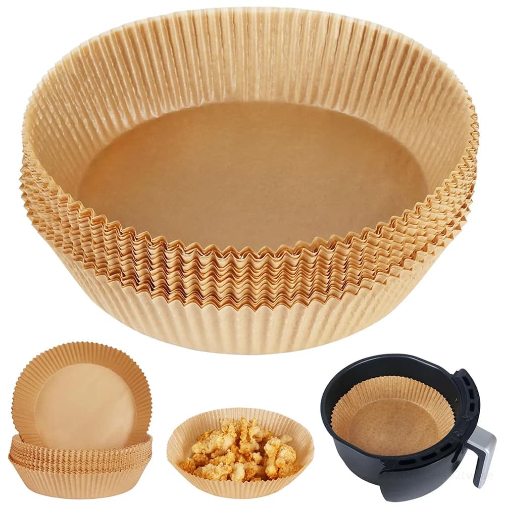 Carta da forno per friggitrice ad aria da 2 a 5 QT, rivestimenti per friggitrice ad aria piccoli da 6,3 pollici compatibili con Ninja, Chefman e altri modelli