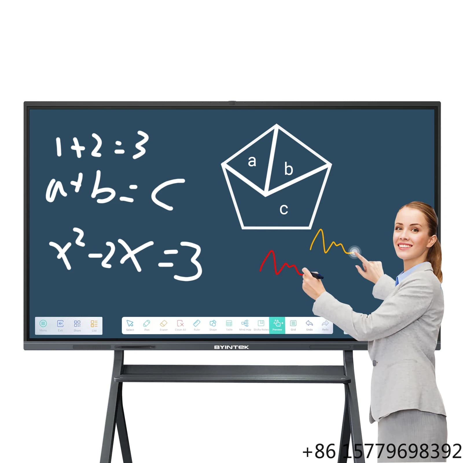 Display Interattivo Touch Screen da 65 Pollici, Pannello Piatto, Lavagna Intelligente, Schermo Pubblicitario Smart TV