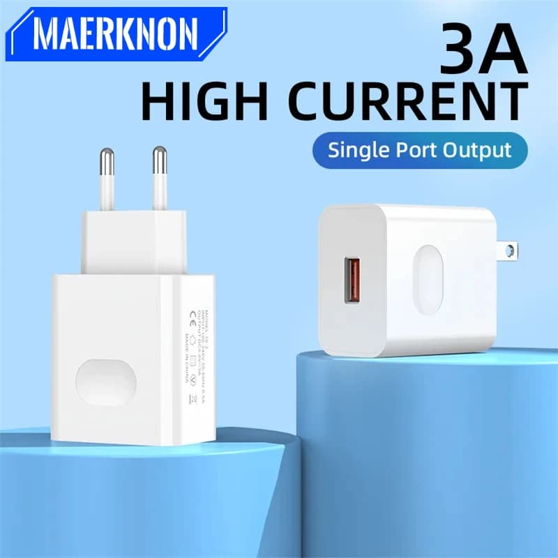 USB Charger Real Fast Charging 3A High Speed Quick Charge Cell Mobile Phone Wall Adapter Cell Phone for Huawei S24 Xiaomi 14 15