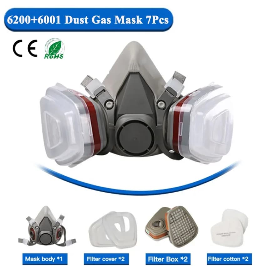 6200 Respiratore Polvere Maschera antigas Set Veicolo Pittura Cartuccia spray Scatola 6001 Orgainc Acido Vapori 5n11 Filtri Mining a prova di polvere
