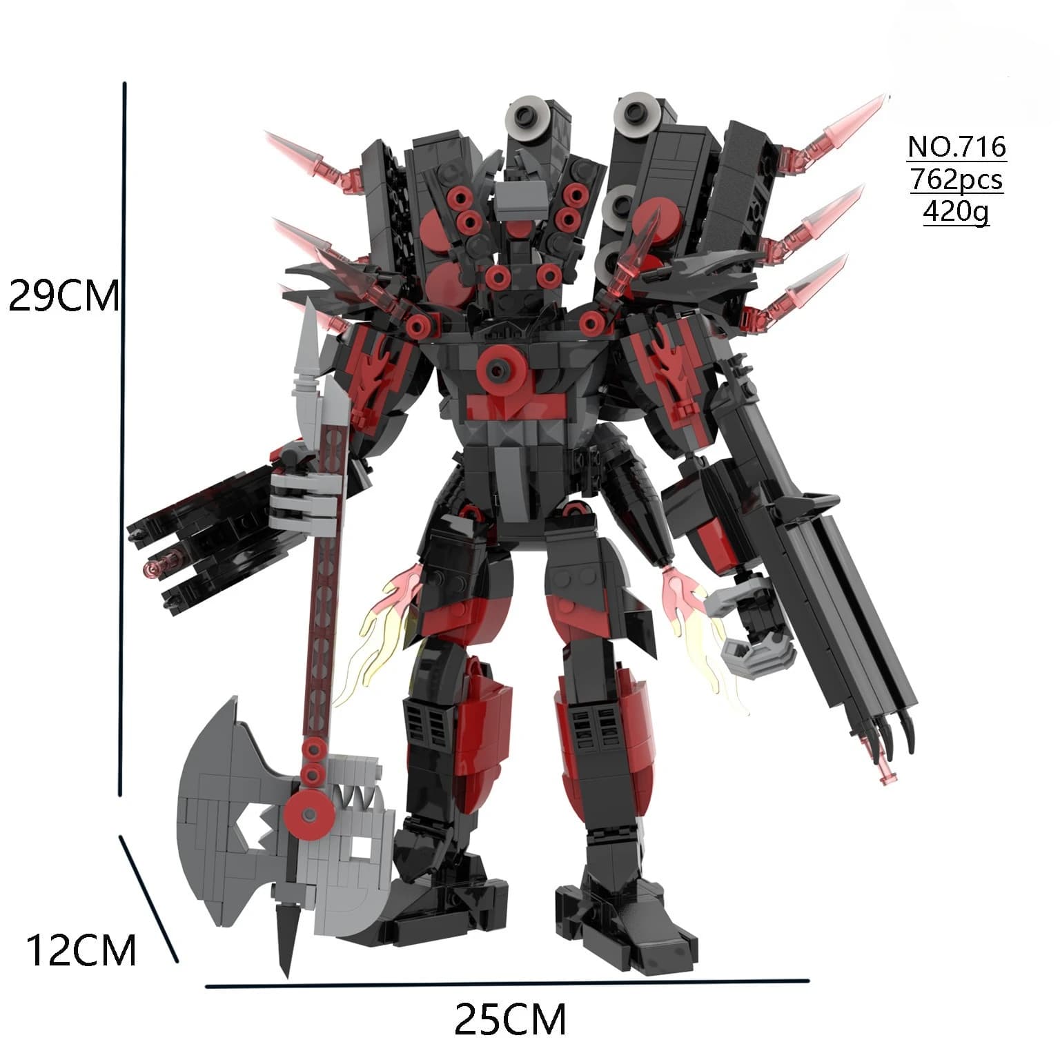 Skibidi Toilet MOC Blocchi di costruzione astratti Monitor TV Grande Tomahawk Chitarra Titan Altoparlante Re Compatibile con LEGO Mattoni Giocattoli