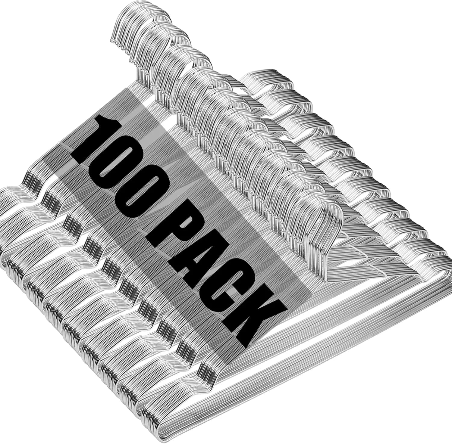 100 Pack Heavy Duty Wire Hangers, Ultra Thin Metal Clothes Hangers 16.5in Space Saving Anti-Slip