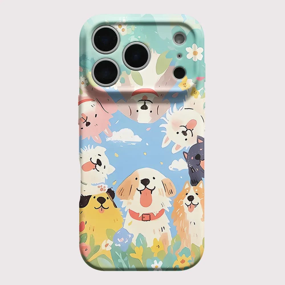 Cover per iPhone 17 16 15 14 13 12 11 Pro Max Air 16e 7 8 Plus XS Max X XR con simpatici cani, custodia rigida in PC con paraurti
