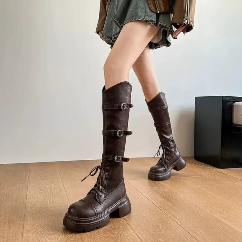 Thick-soled Knight Boots - Children's Autumn-winter Belt Buckles, High-calf Boots, 2026 New Style