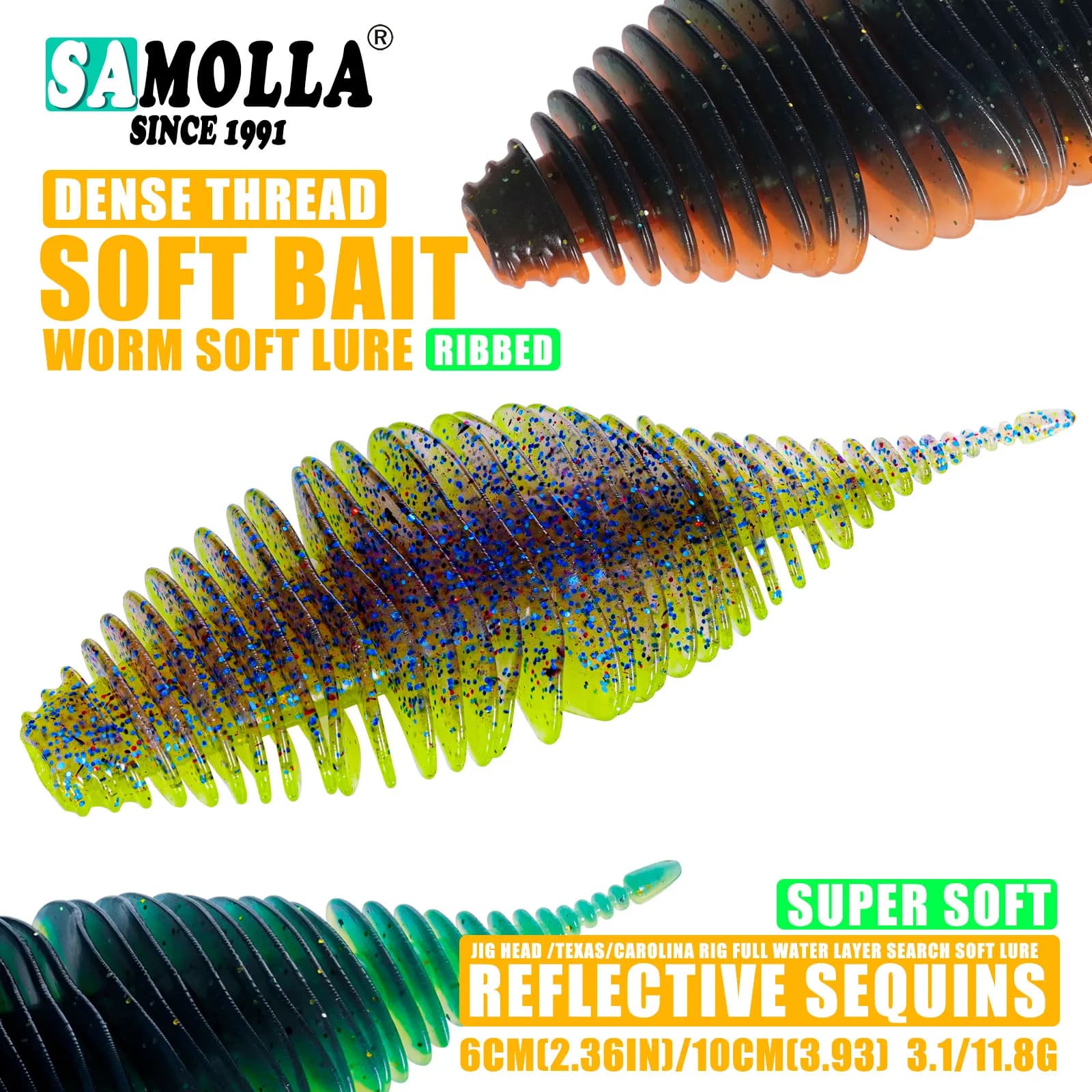 SAMOLLA Verme Silicone Richiamo Morbido Richiamo di Pesca Soffietto Gill Artificiale Luccio Bass Swimbait Rig Per Esche Da Pesca leurre souple