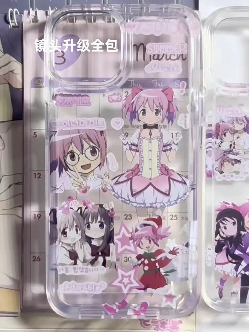 Kawaii Cute Girls Puella Magi Madoka Magica Phone Case IPhone 15 14 13 12 11 Phone Case Students Case Gifts