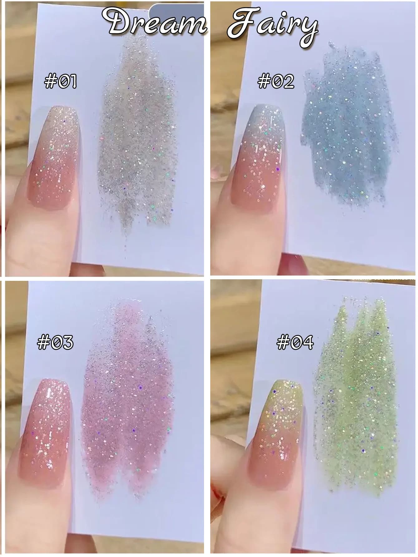 4 pz. Decorazioni Unghie Trendy 2025: Gel Unghie UV Effetto Nuvola Broccato Lucido Fantasia Elfo con Strass Frantumati