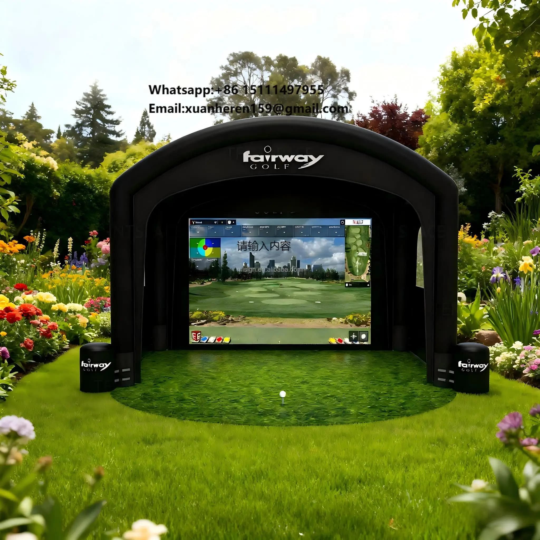 New Design Custom Waterproof Inflatable Golf Simulator Enclosure Projection Screen Practicing Game for Golf Balls Playing
