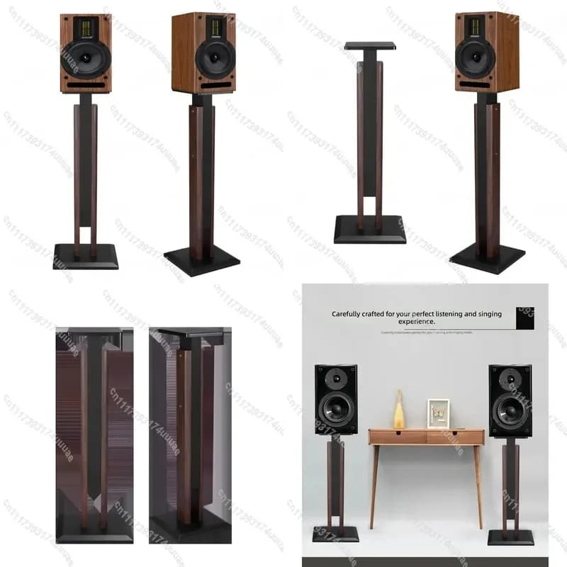 Adjustable Wooden Floor Speaker Stand for HiFi Studio Monitoring Sound System Heavy Duty Bookshelf Audio Support Base