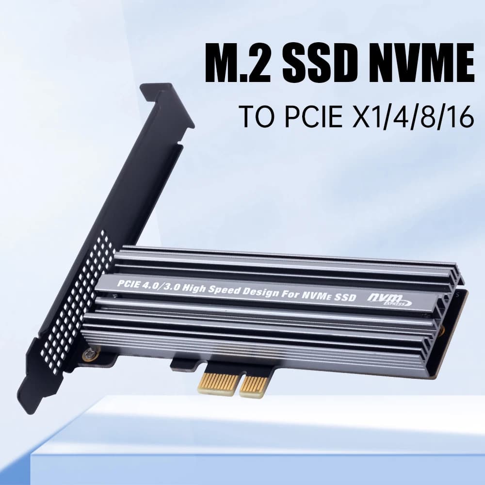 M.2 SSD NVME to PCIE 4.0 X1/X4/X8/X16 Converter Adapter with Heatsink PCI Express Expansion Card for Desktop PC