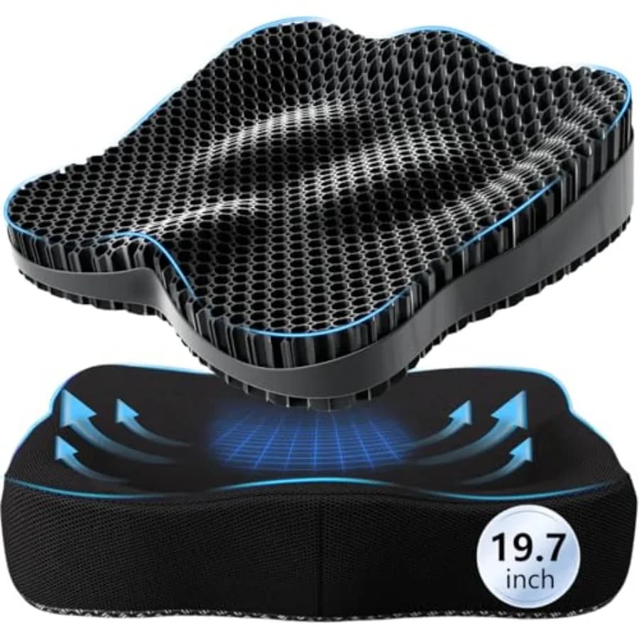 Cuscino in Gel Rinfrescante Spesso 50 cm, Cuscino in Gel Grande per Sedute Prolungate, Supporto Ergonomico per Sedia da Ufficio