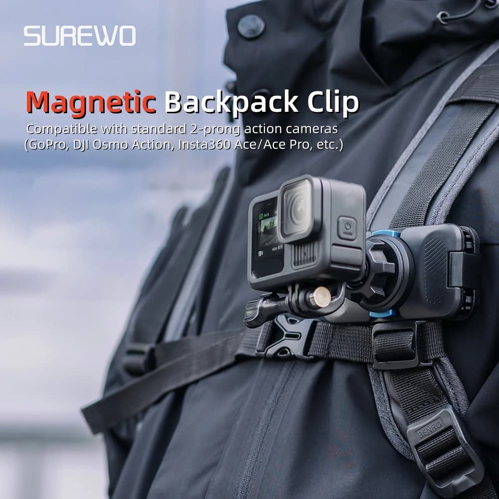 Clip Magnetica a Sgancio Rapido per Zaino per Action Camera DJI Osmo Action 6 5 Pro 4 3, Base per Montaggio sul Petto, Accessori per Riprese di Strada