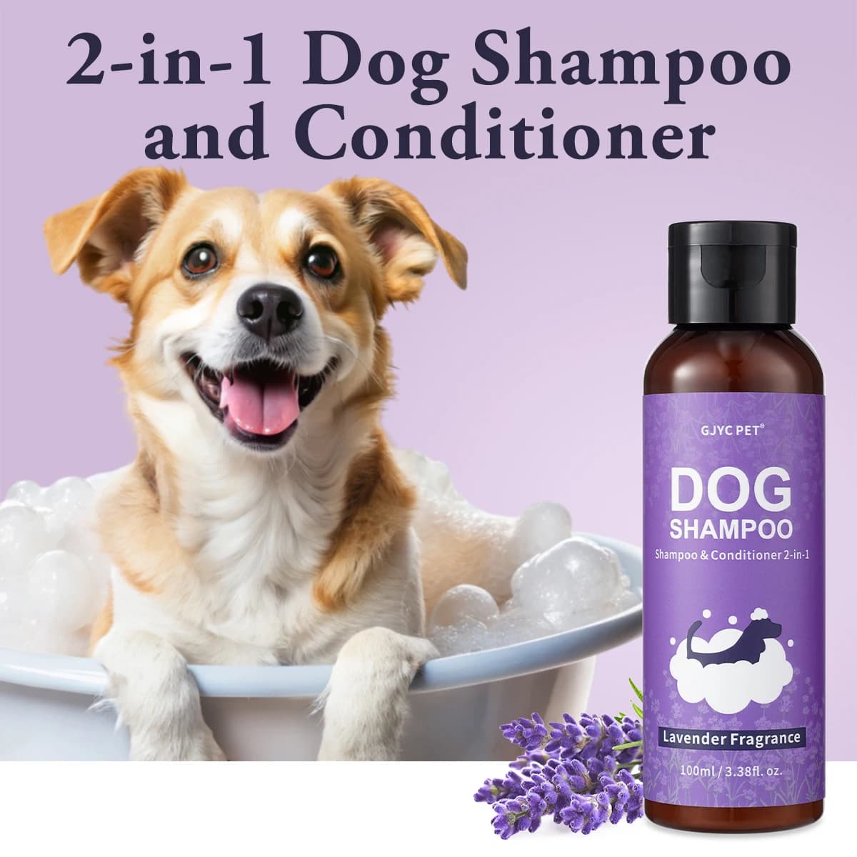 2-In-1 Dog Shampoo Conditioner Lavender Scent Soothing Deodorizing Moisturizing Shiny Coat Hypoallergenic For Dogs Cats