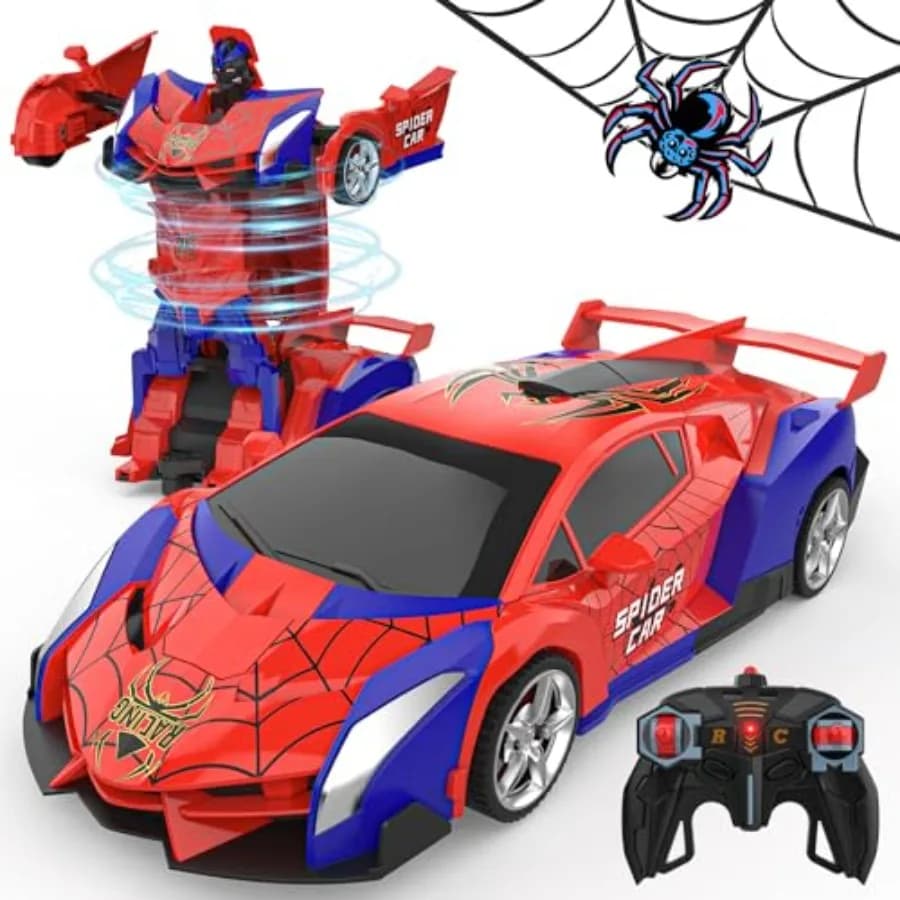 Transform Rc Cars for Boys 4-7 8-12, 2.4Ghz Remote Control Car 1:18 Scale Transforming Robot, One-Button Deformation 0° Rotatio