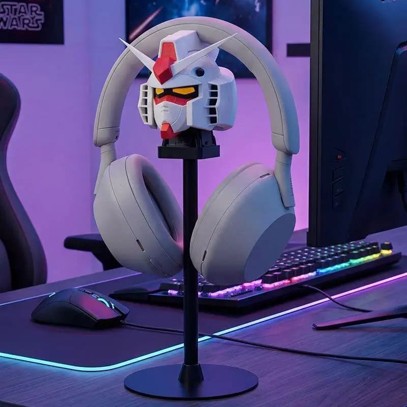Gundam Plastic Big Head Design Earphone Stand Esports Room Desktop Decoration Headphone Holder In Stock Deliver Birthday Gift