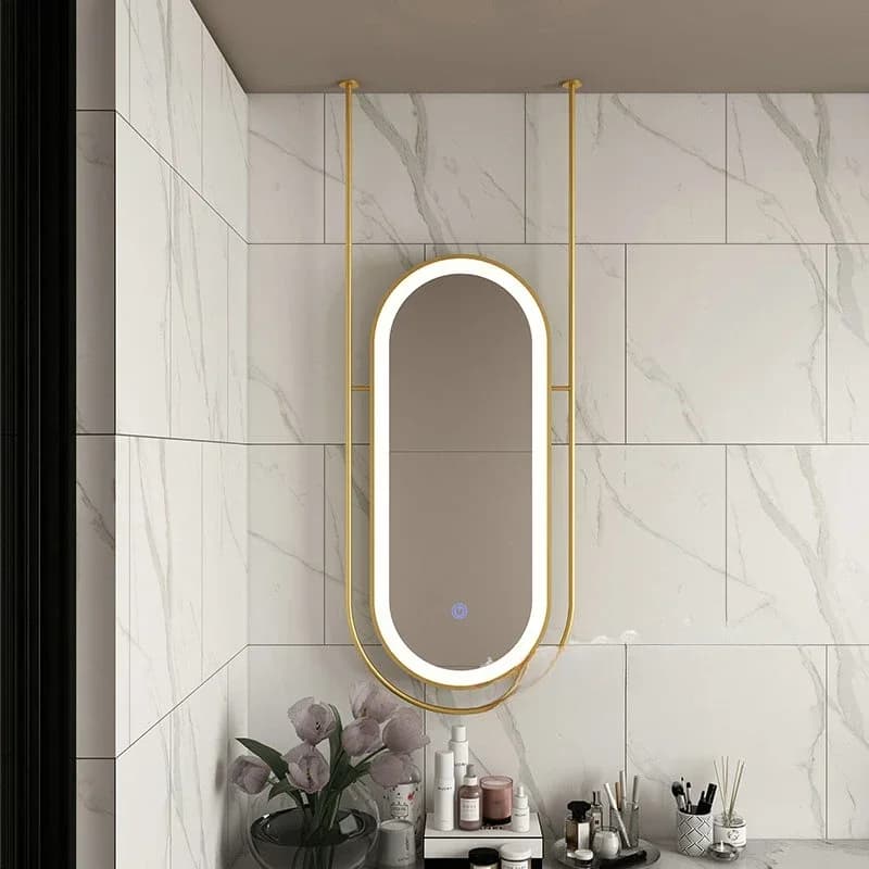 Specchio ovale per bagno, soffitto, cassettiera sospesa, specchio da bagno personalizzato sospeso