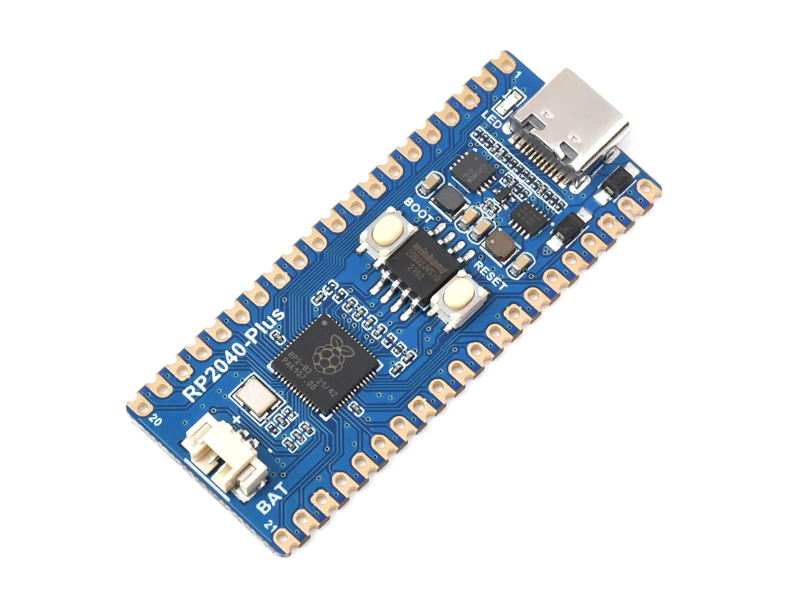 Waveshare RP2040-Plus, a low-cost and high-performance MCU board based on the Raspberry Pi RP2040 microcontroller, Plus version