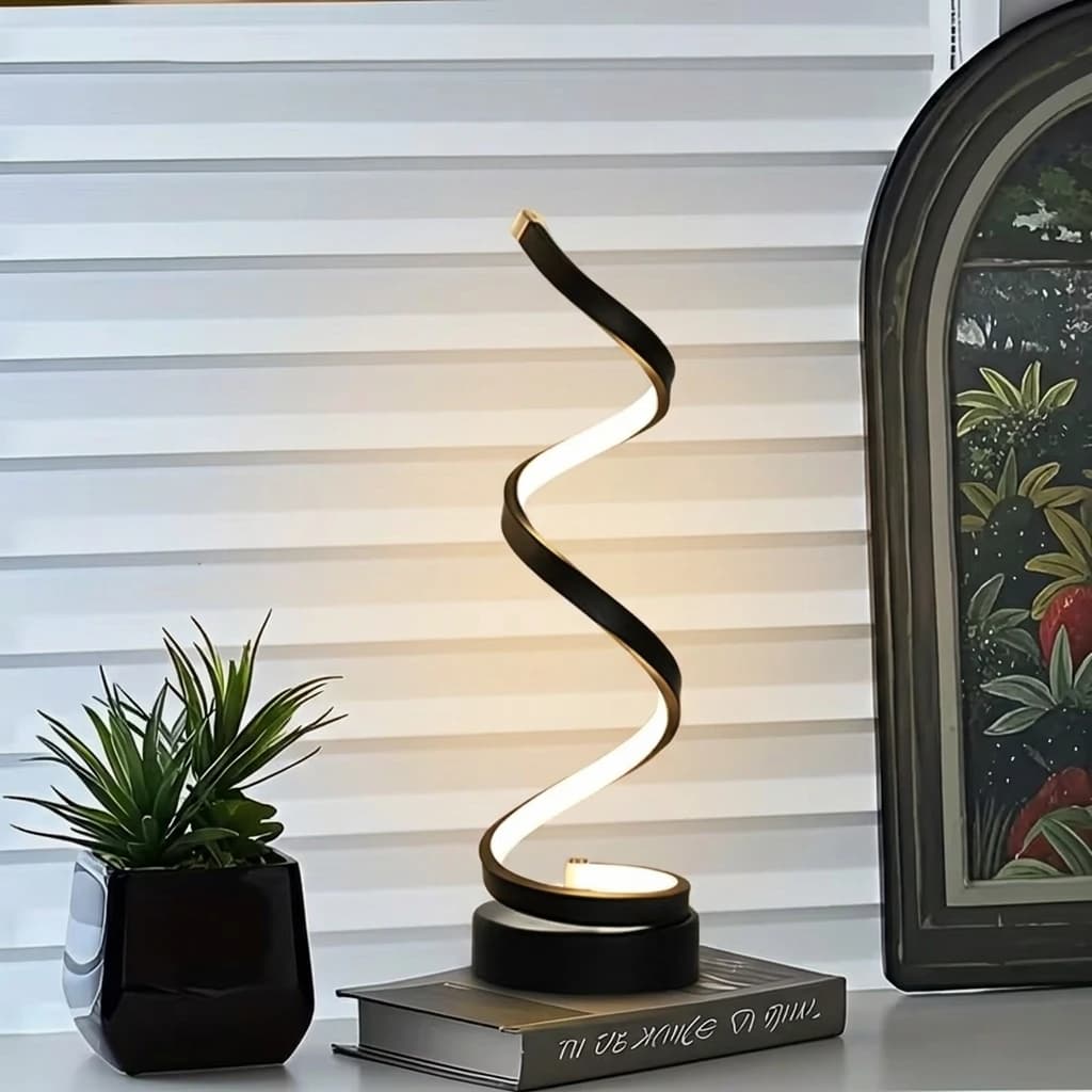 Lampada da Tavolo LED Creativa Moderna a Spirale, Luce Ambientale RGB Dimmerabile, Lampada Portatile per Bar, Caffè, Camera da Letto, Soggiorno