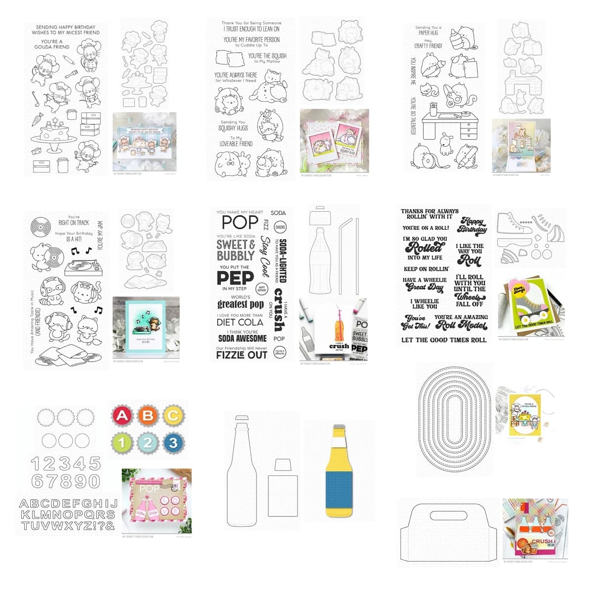 Di dicembre 2023 Rilascio Micest Squish Friend Soda Pop Roller Skate Timbri trasparenti Fustelle Scrapbooking per la creazione di carta