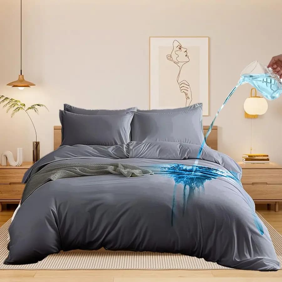 Copripiumino impermeabile King Size Set da 3 pezzi, protezione per biancheria da letto traspirante 90x106 pollici, copripiumino ultra morbido con cerniera, I