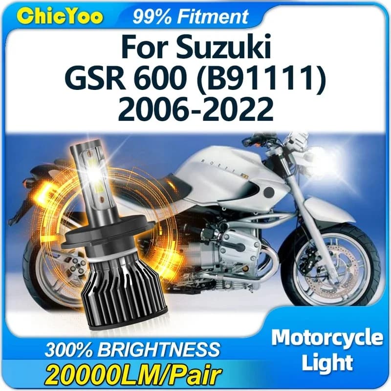 120W LED Motorcycle Headlight Bulb 2000LM Hi/Lo Beam Moto Light 6000K For Suzuki GSR 600 (B91111) 2006-2018 2019 2020 2021 2022