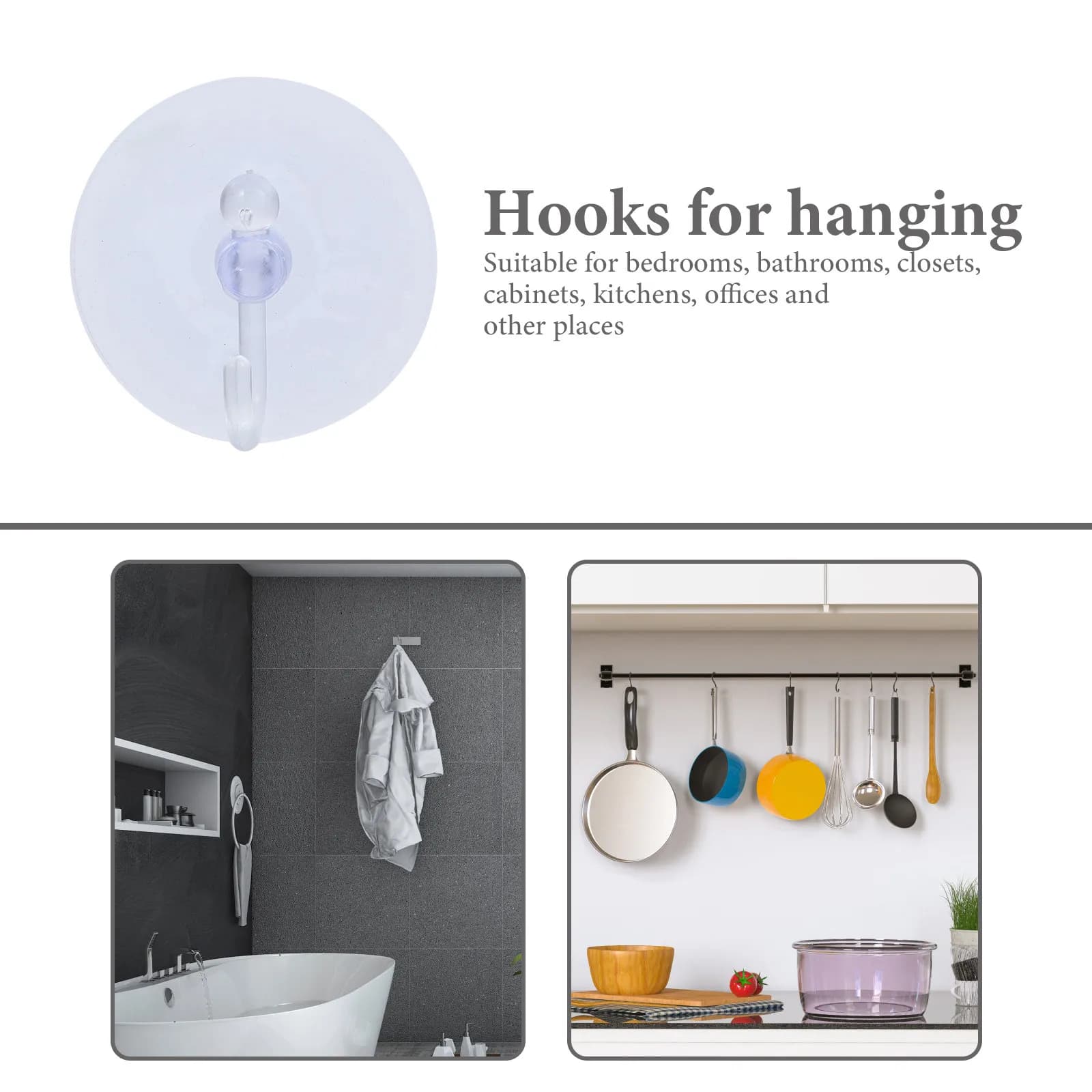 40 Pezzi Ganci a Ventosa Trasparenti, Forte Aspirazione, Senza Foratura, Facile Installazione, Organizzatore da Parete per Bagno, Cucina, Finestra, Doccia