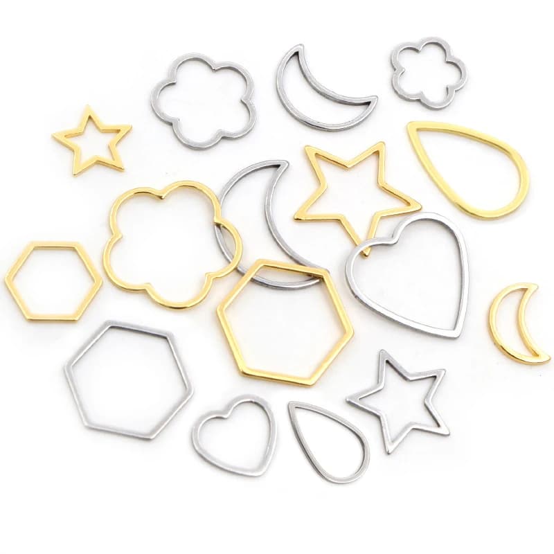 20pcs/lot 316 Stainless Steel Charms Gold Plated Moon Star Heart Small Pendant Charms DIY Jewelry Necklace Findings Accessories