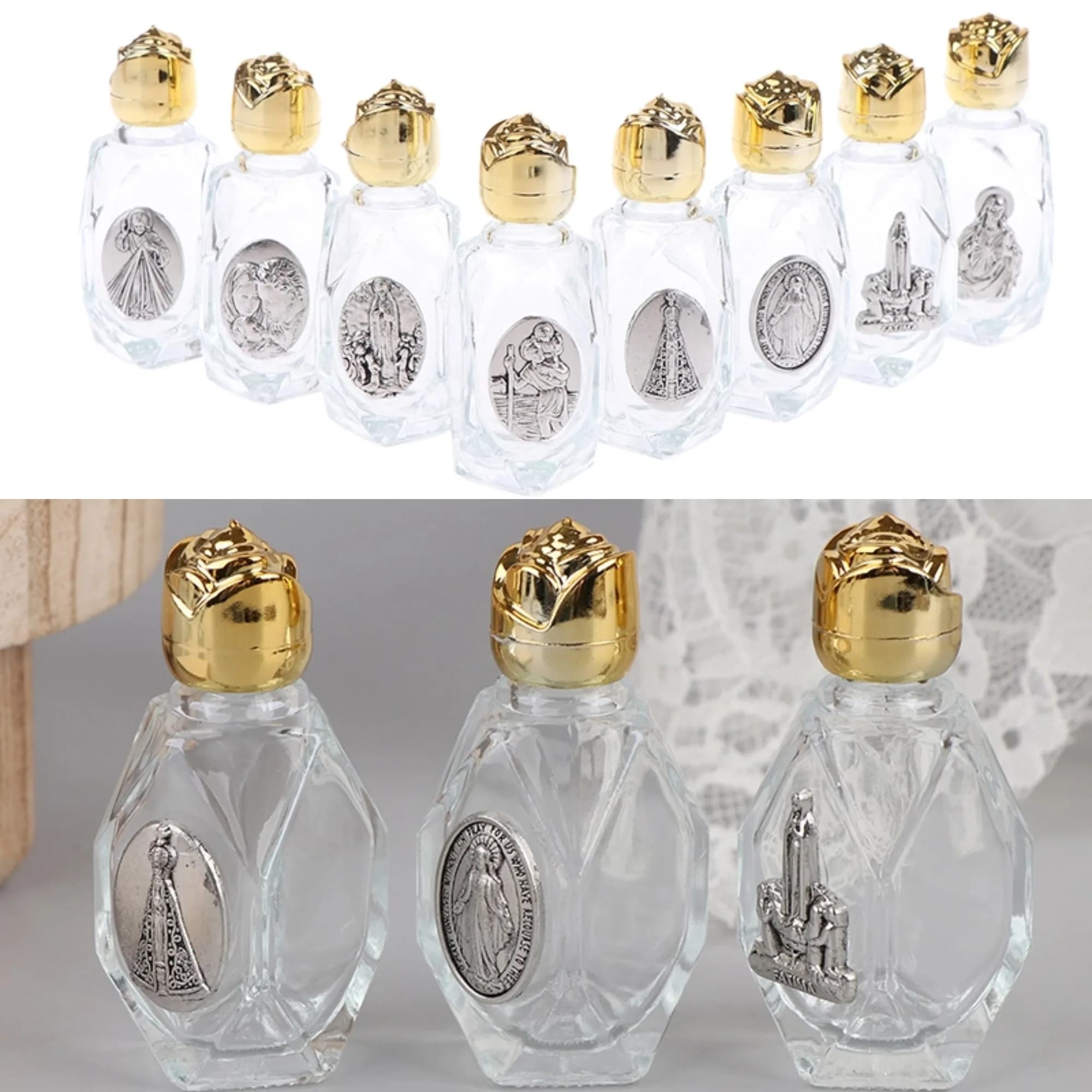 15ml Catholic Holy Water Bottle Golden Christian Virgin Sculpture Bottle Holy Water Bottle Used To Hold Holy Water