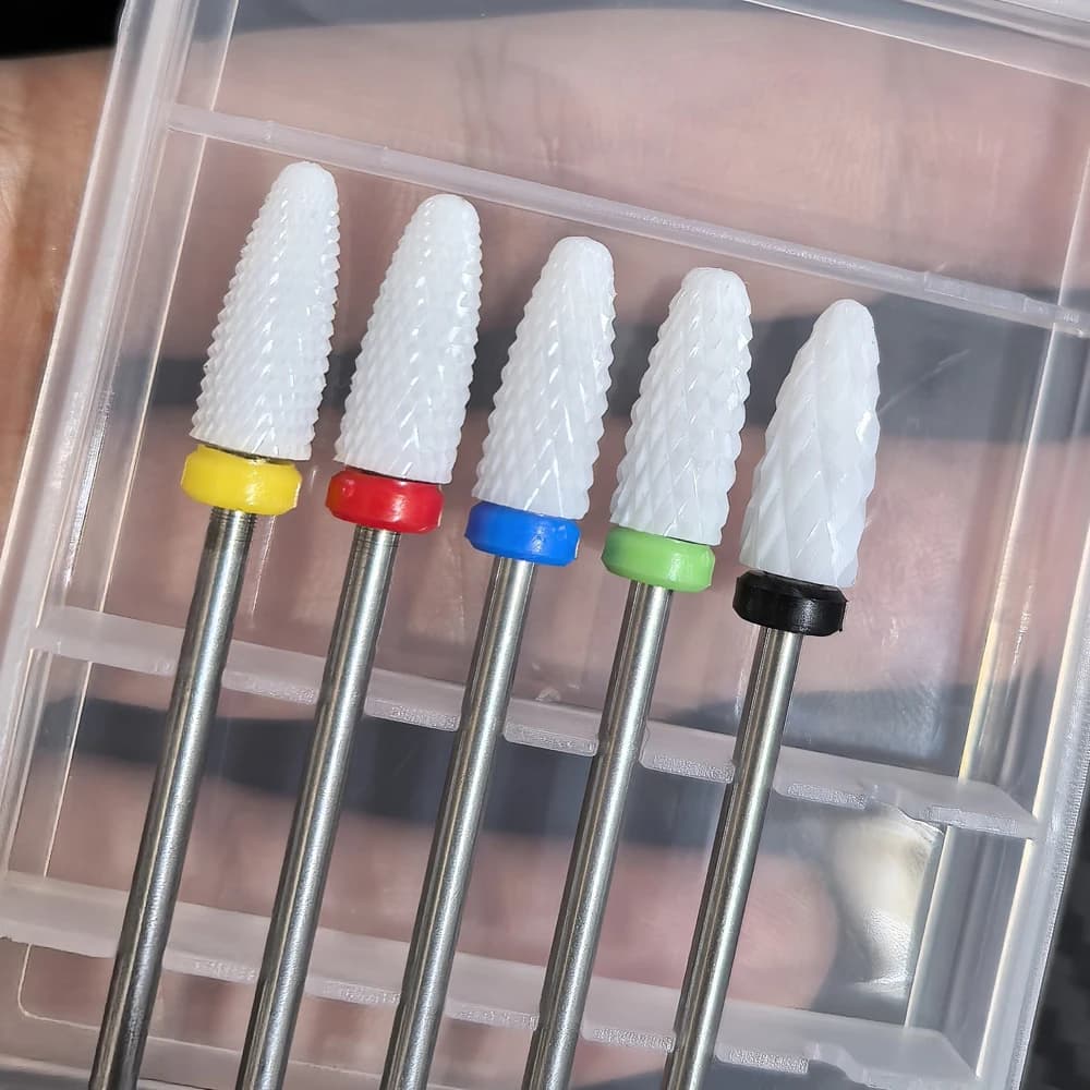 5 tips for ceramic nail drill, 3/32 nail drill set for acrylic gel nails