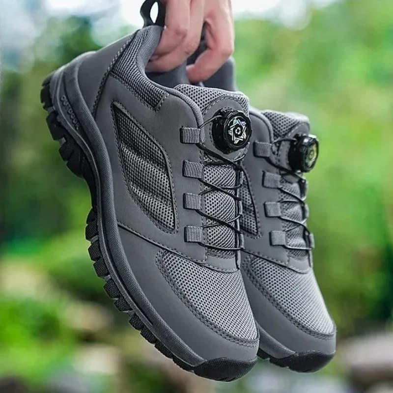 Male Sneakers Stylish Rotating Buckle Hiking Boots Solid Color Comfortable Non-slip Sporty Shoes Men Shoes Leather