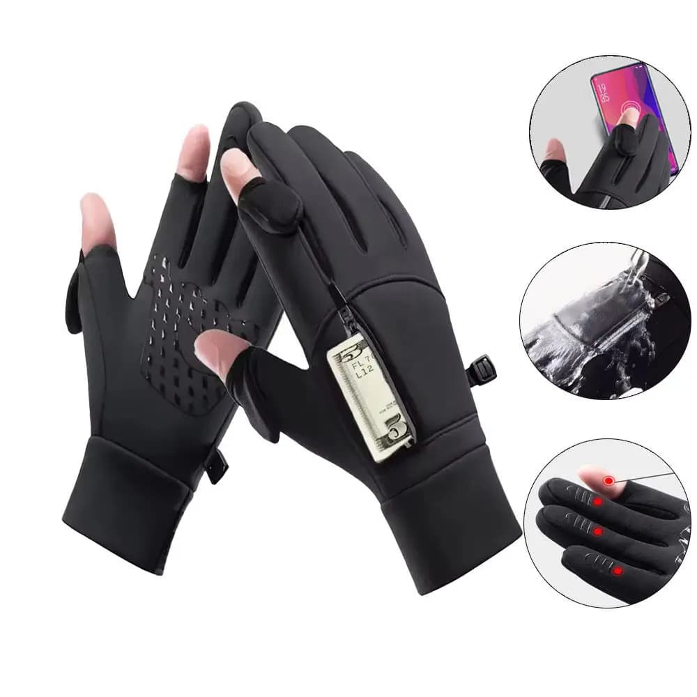 1 paio di guanti invernali caldi per touch screen guanti da esterno antivento impermeabili a prova di freddo da uomo che guidano ciclismo pesca guanti da sci