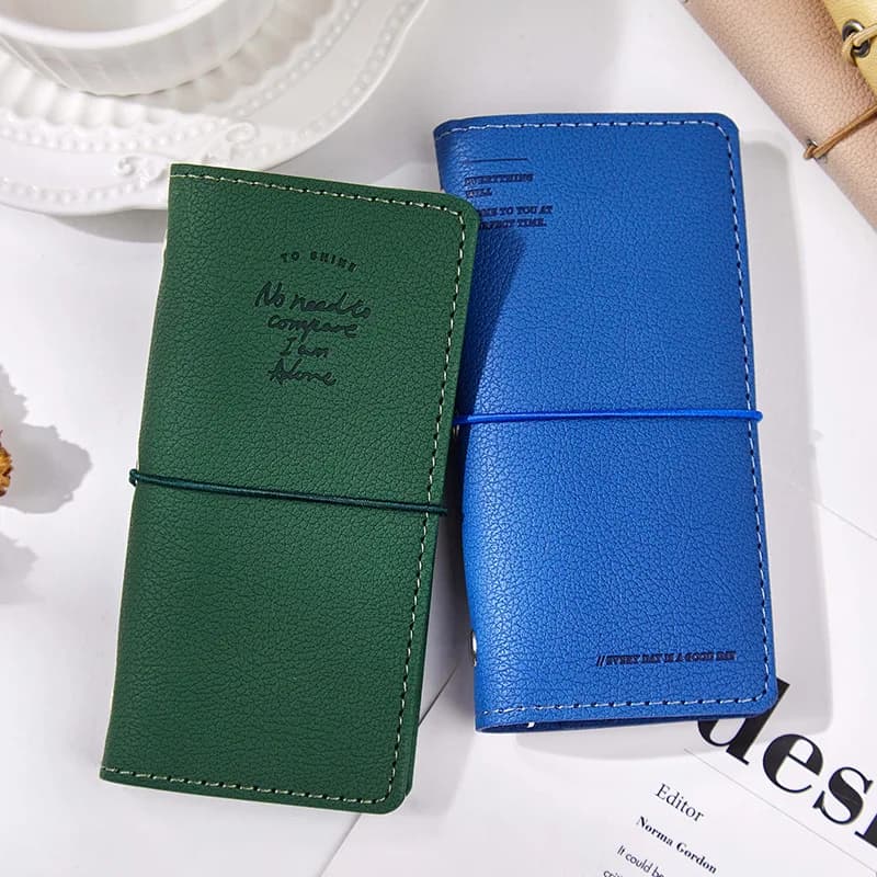 M2.5 Mini PU Leather Loose Leaf Notebook Gold Foil Pocket Journal Refillable Tiny 6 Ring Binder Planner Stationery Gift