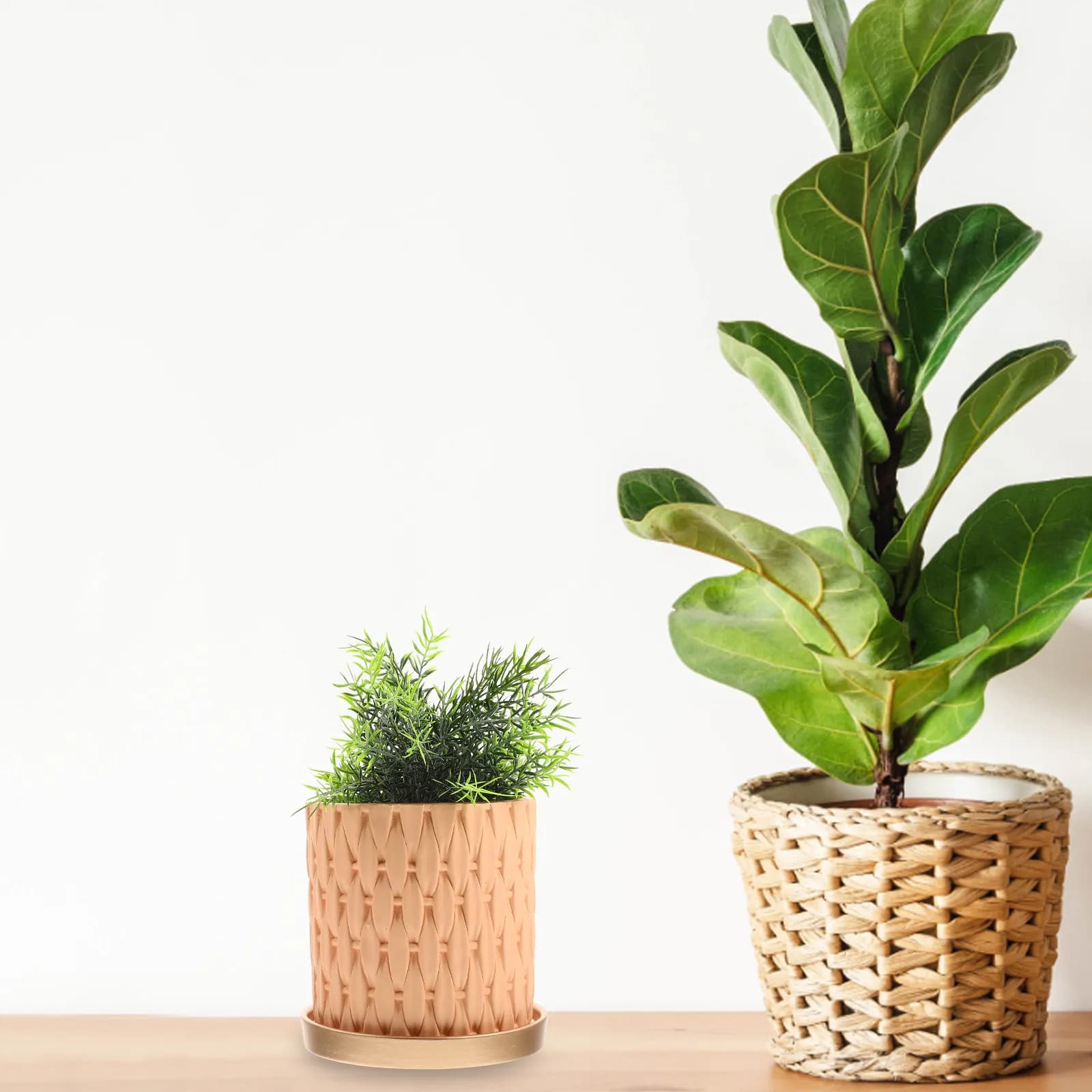 Cement Plant Flower Nursery Pot European Style Woven Pattern Simple Design Planter Tray Succulent Planting Outdoor Garden