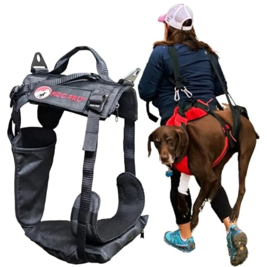 Panza Harness V2 con Imbracatura di Emergenza per Cani - Imbracatura da Media a Extra Large con Tasche, Fibbie da Arrampicata e Laccio di Sicurezza