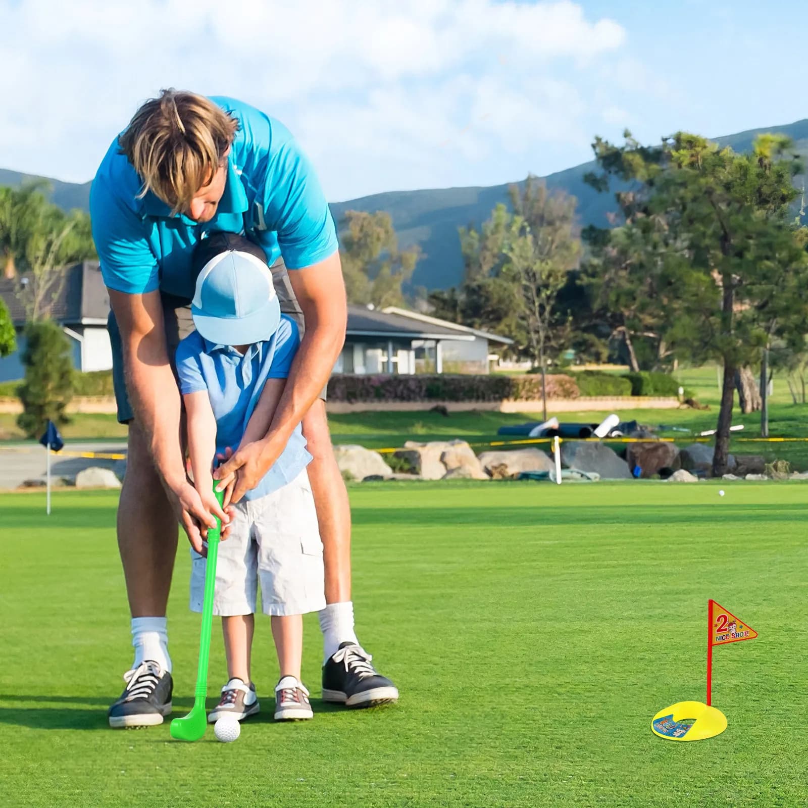 Set di mazze da golf per bambini, mini design a cartoni animati, per l'apprendimento precoce, pratica all'aperto, palline da golf, esercizio fisico per i più piccoli